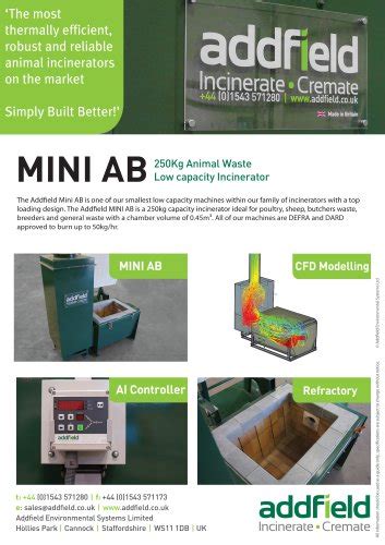 Addfield Mp Medical Waste Incinerator Datasheet Ga Ai Addfield