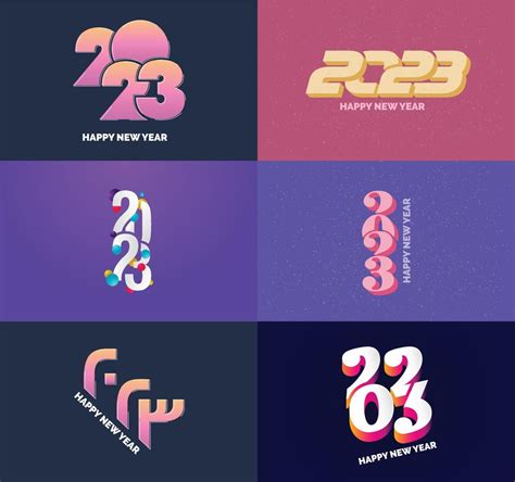 Big Set Of 2023 Happy New Year Logo Text Design 2023 Number Design