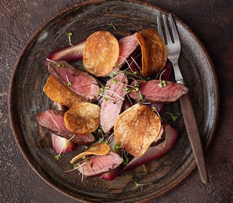 How To Cook Wild Venison Haunch Steak With Poached Pears In Red Wine