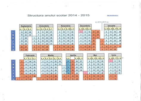 Structura Anului Colar Liceul Teoretic Pontus Euxinus Lumina