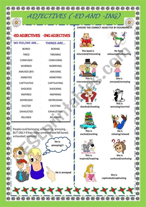 Adjectives Ending In Ed And Ing ESL Worksheet By Aisha77