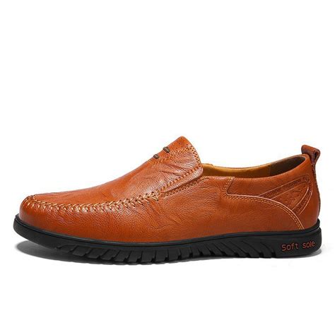 Men S Premium Genuine Leather Casual Slip On Loafers Breathable Driving