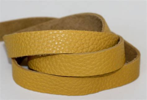 15 Mm Yellow Genuine Leather Strap Cowskin 1 Yard By Jlleathersupplies