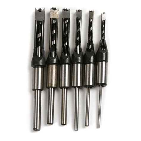 6pcs Hss Woodworking Square Hole Drill Bit Mortising Chisel Set