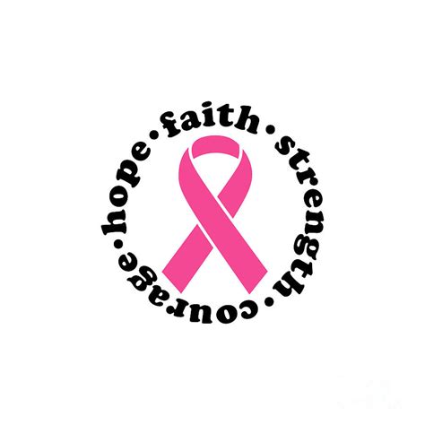 Faith Hope Strength Courage Breast Cancer Support Survivor