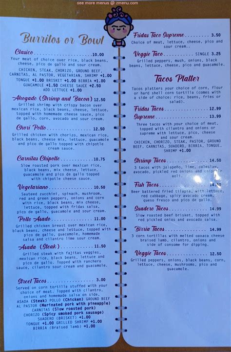 Menu at Las Frida's Mexican Kitchen restaurant, Maple Glen