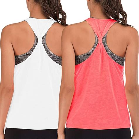 Womens Cute Yoga Tops With Built In Bra Exercise Gym Shirts Running