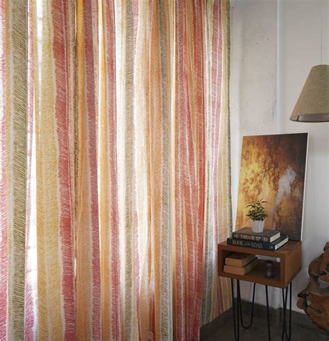 Buy Vibrant Chevron Stroke Slub Sheer Cotton Curtain Thoppia