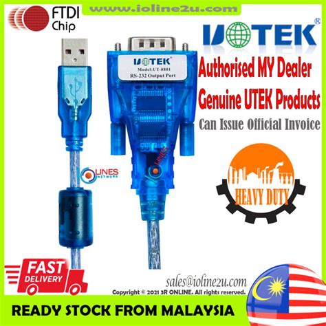 UTEK UT 8801 FTDI FT232 USB To Serial RS232 DB9 Converter Win XP 7 8 10