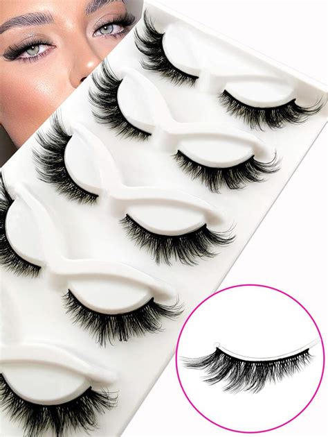 Pairs Full False Lashes Mm Fox Eye Faux Mink Cat Eye Look Angle