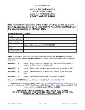 Fillable Online Proxy Voting Form Fax Email Print Pdffiller