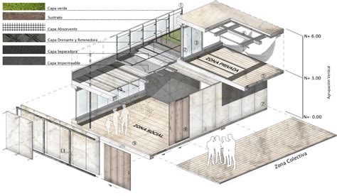 Unidad Habitacional Axonometr A Explotada Constructiva Axonometria