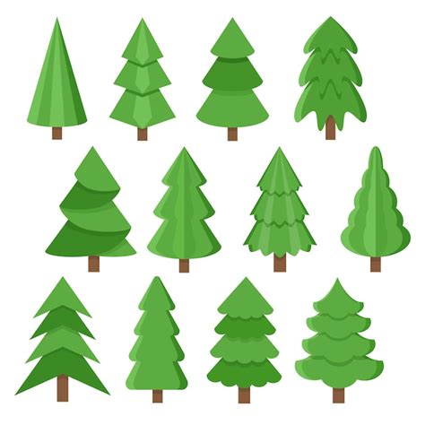 Premium Vector Vector Set Of Cartoon Christmas Trees Pines For Greeting Card Invitation T