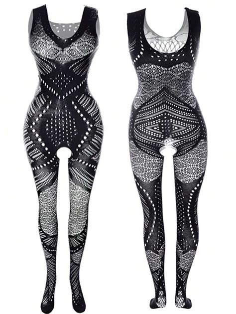 1pc Sexy Lingerie Plus Size Full Body Stocking Cut Out Hollow Out