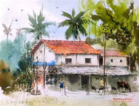 Pin By Harshini Rg On Water Colour In Watercolor Scenery