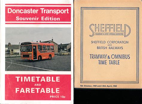 Bus Timetables For Sheffield And Doncaster Areas 1959 To 1985 Plus Two