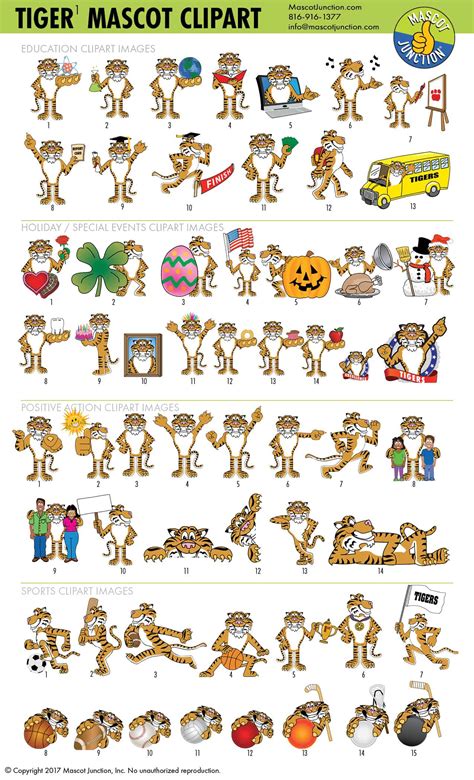 Clipart Tiger Mascot School Set - Mascot Junction