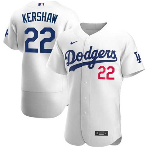 Los Angeles Dodgers 22 Clayton Kershaw Nike White Home 2020 Authentic