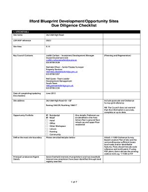 Fillable Online Planning Due Diligence Checklist OS22 Doc Fax Email