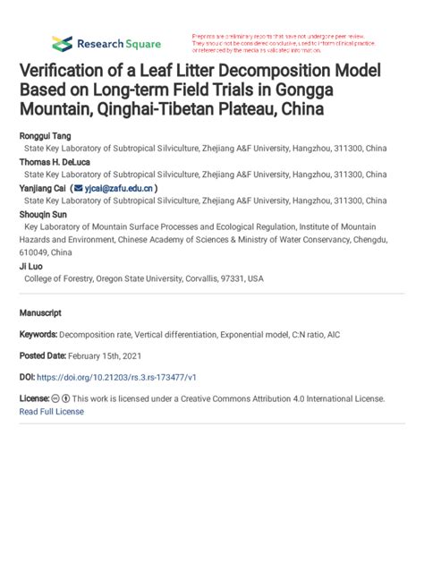 Fillable Online Verification of a Leaf Litter Decomposition Model Based on ... Fax Email Print ...