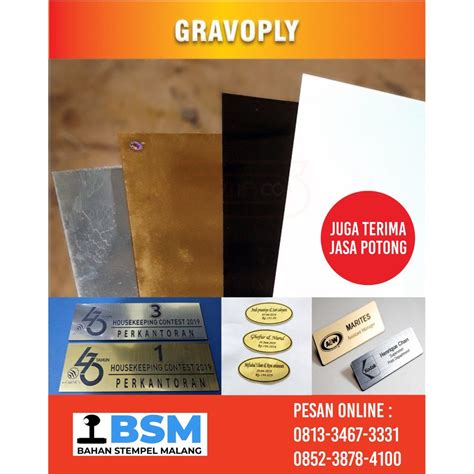 Jual Jual Gravoply Bahan Name Tag Silver Gold Putih Hitam 60x120 Tebal