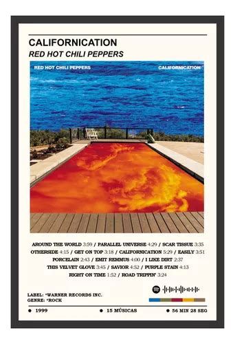 Quadro Spotify Lbum Red Hot Chili Peppers Moldura Parcelamento Sem Juros