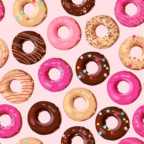 Premium Vector Vector Seamless Pattern With High Detailed Donuts