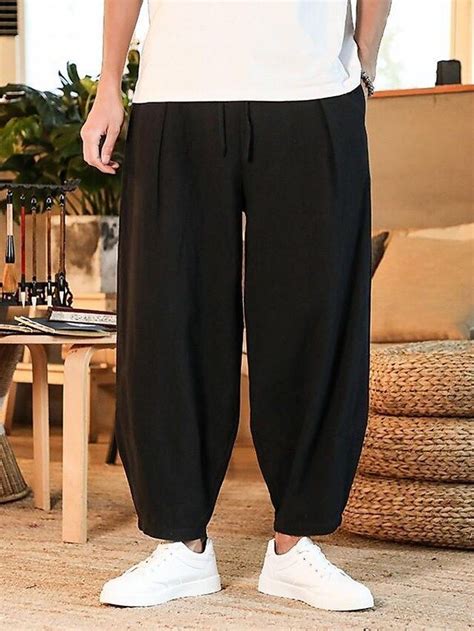 Mens Linen Pants Trousers Summer Pants Beach Pants Pleated Pants