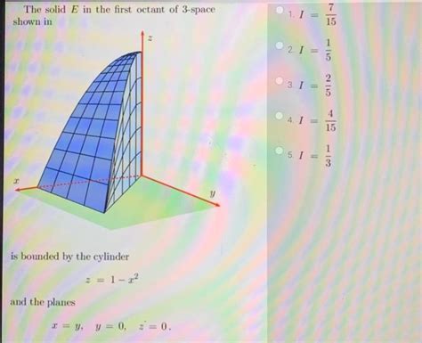 Solved The Solid E In The First Octant Of Space Shown In Chegg