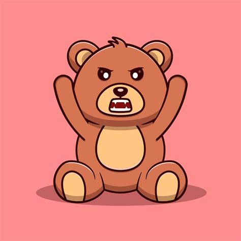 Angry Bear Cartoon Vector Icon Illustration Animal Icon Concept