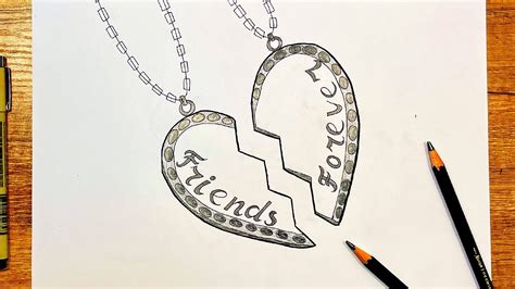 How To Draw Friends Necklace Drawings Easy Best Friends Drawing