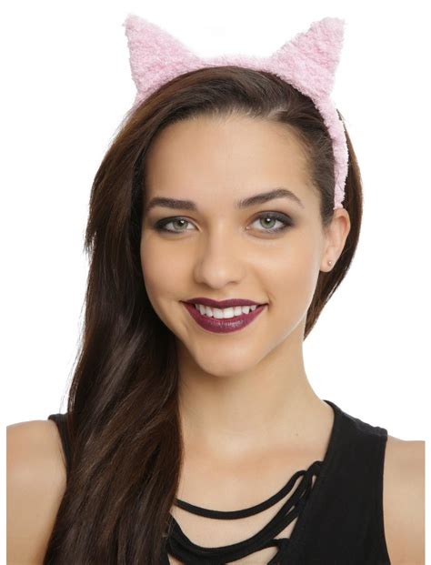 Pink Fuzzy Cat Ear Headband Hot Topic