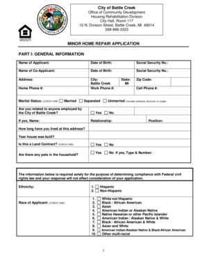 Fillable Online Battlecreekmi Homeowner Rehabilitation Application