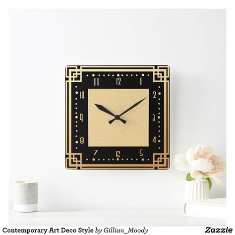 Contemporary Art Deco Style Square Wall Clock Uk Contemporary Art Deco Art Deco