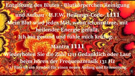 Reinigung Des Blutes Nebeneffekte Beseitigen H F W Frequenz Hz