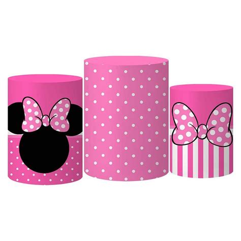 Trio Capas Cilindro Tema Minnie Rosa Veste F Cil C El Stico