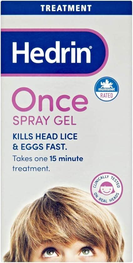 Hedrin Once Spray Gel Head Lice Treatment Nits Treatment Kills