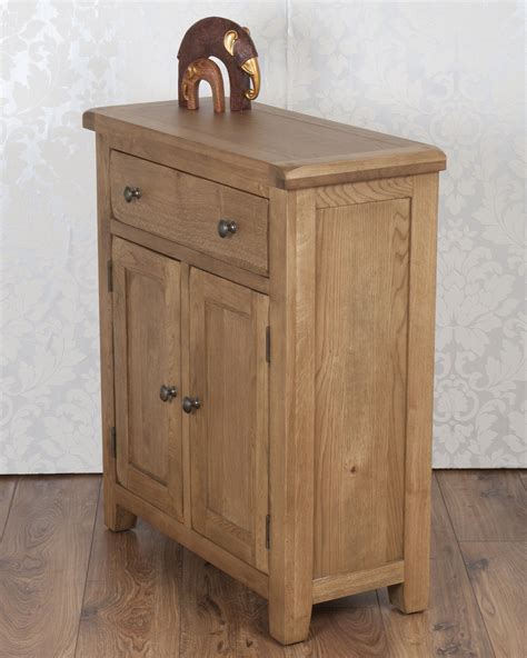 Solid Oak Slim 2 Door Sideboard Cabinet Cupboard In Chunky Dorset Country