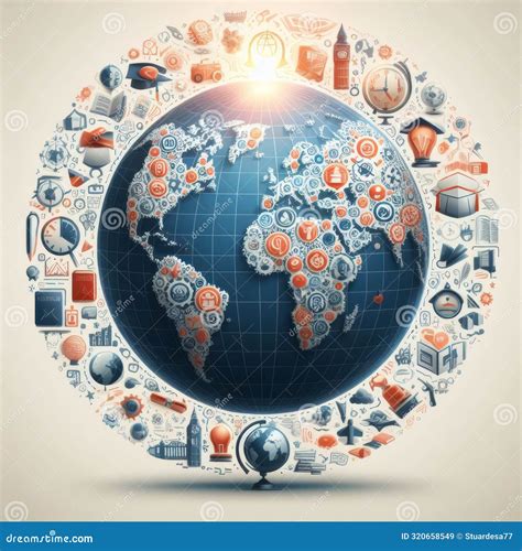Globe Composed of Iconic Global Symbols Stock Image - Image of diverse