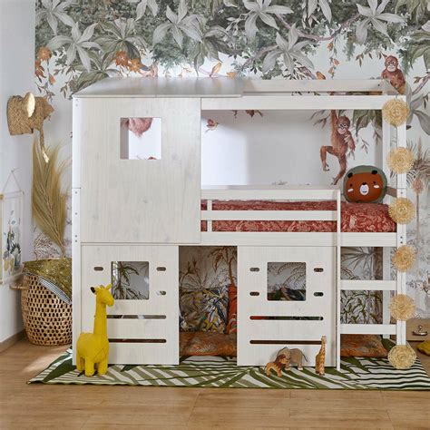 Lit Enfant Cabane Mi Hauteur Alma Couchage Ludique En Bois Massif