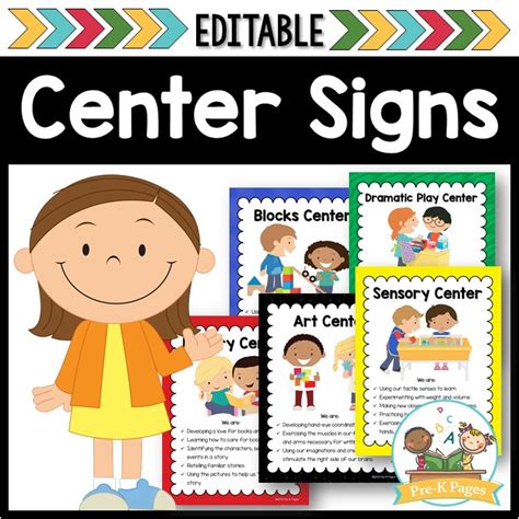 Editable Center Signs For Preschool And Pre K Pre K Pages