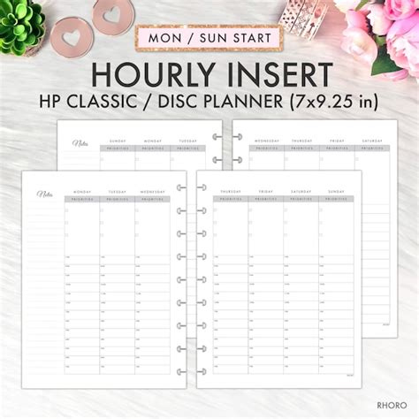 Happy Planner Hourly Printable Inserts Page Hourly Inserts Etsy