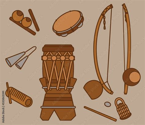 Vetor De Capoeira Music Instrument Set Vector Illustration Icons For