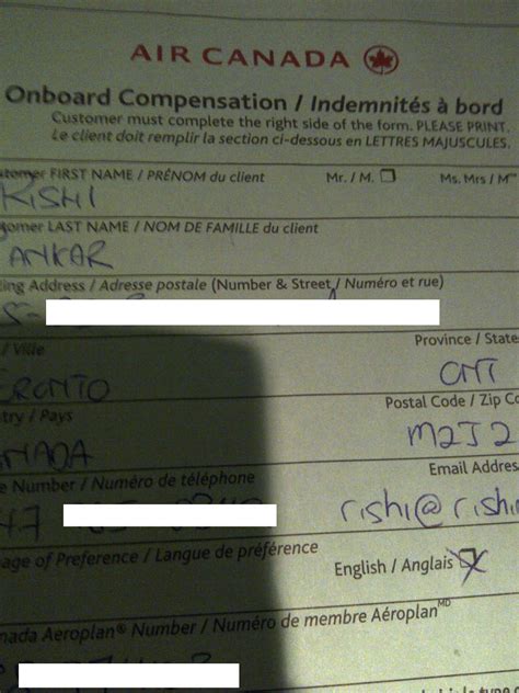 Air Canada Onboard Compensation Form Ah Trini Travelogue