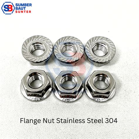 Jual M10 X 1 50 Flange Nut Mur Topi Stainless Steel 304 Shopee