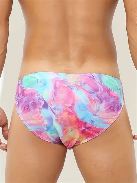 Sexy Mens Swim Briefs Printed Bikini Swimwear Swimming Temu