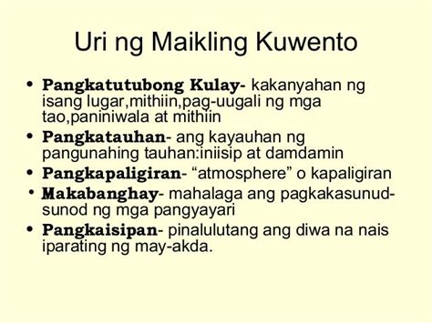 Mga Uri Ng Maikling Kuwento