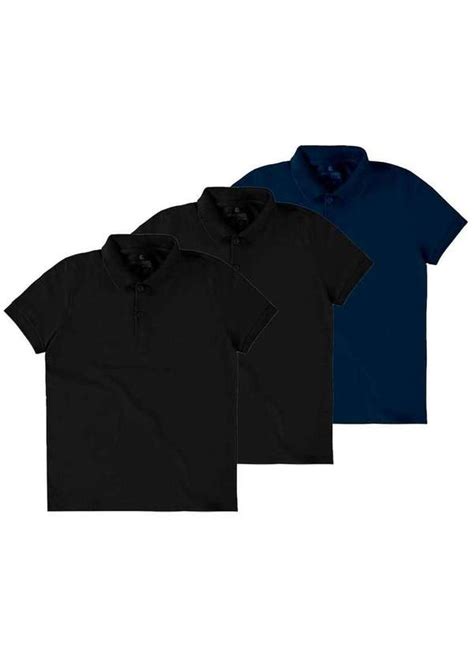 Kit Camisetas Polo Infantil Menino Malwee Preto