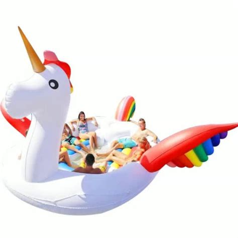 Over 9 Feet Tall Giant Inflatable Float Flamingo Island Pool Float Huge Unicorn Float For 6 8