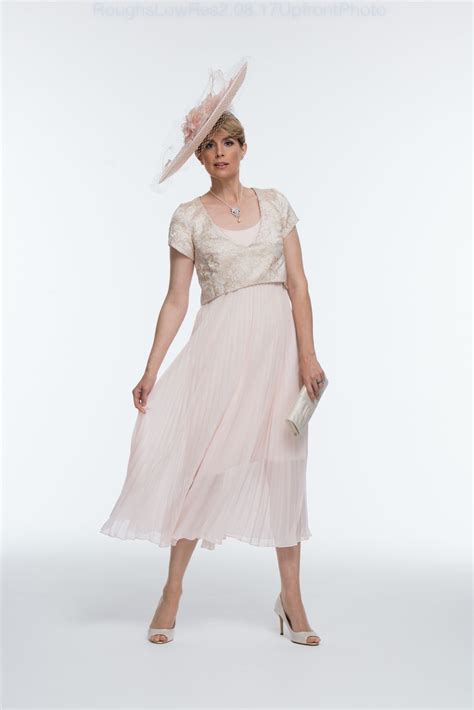 Mother Of The Bride Groom Jacquard Top Over Chiffon Sunray Pleat